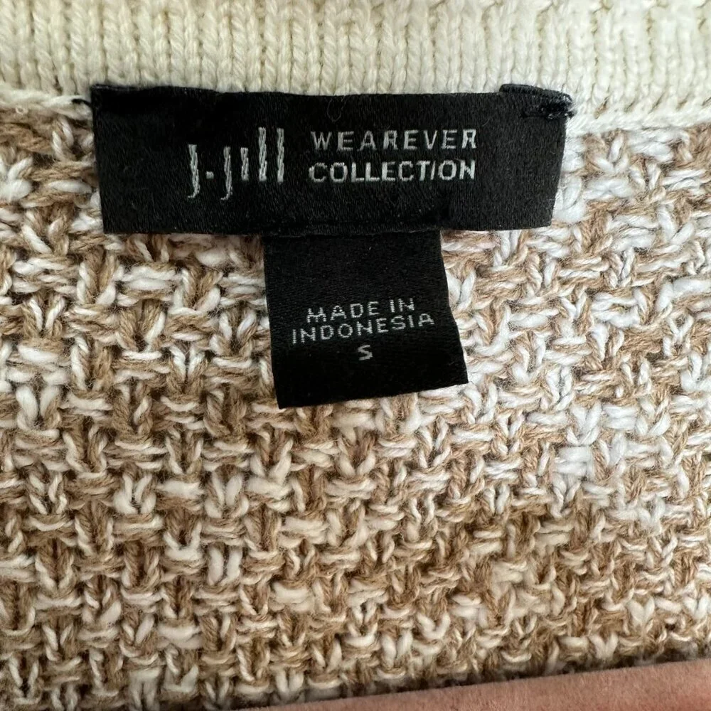 J. Jill Wearever Contrast Trimmed Sweater Jacket Size S Cardigan Preppy Office